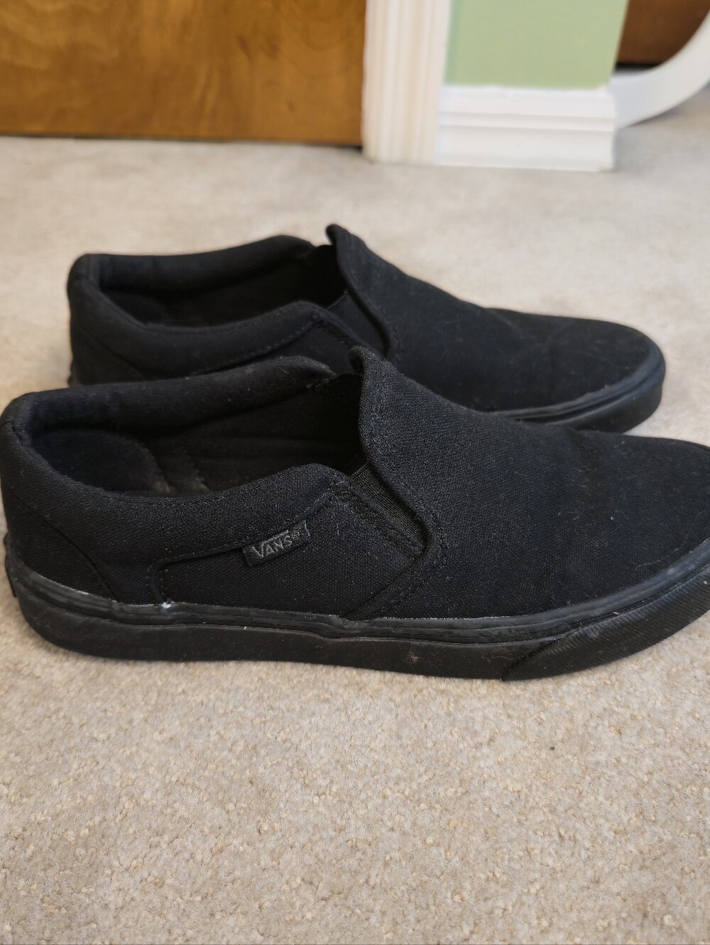 Vans Men's Asher Black Canvas Slip on Skate Shoes Size 9